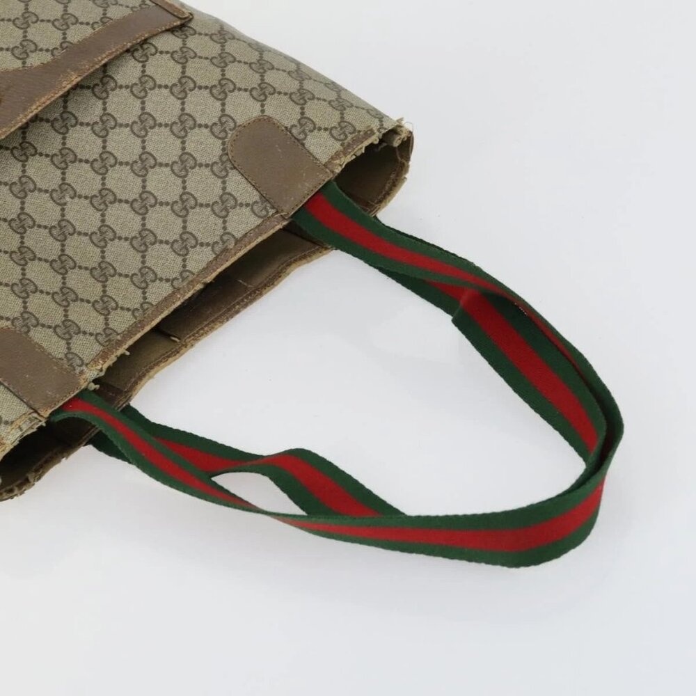 GUCCI GG Canvas Web Sherry Line Shoulder Bag 5 Set Beige Red Auth fm4976 - Picture 4 of 16